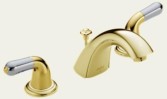 delta basic polished brass bathroom sink faucet
