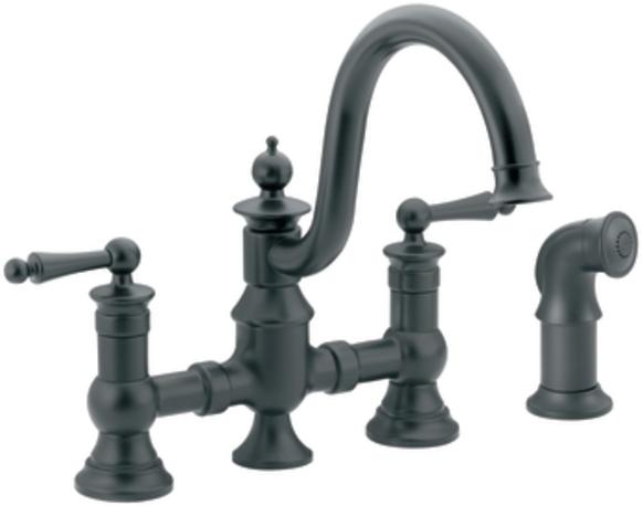 Moen S713WR Waterhill Wrought Iron Two Lever Kitchen Bridge Faucet With   S713WR 