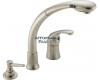 Delta Waterfall 474-NN Brillance Pearl Nickel Lever Handle Pull-Out Kitchen Faucet with Soap Dispenser