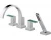 Delta T67481-PC Siderna Chrome 4-Hole Roman Tub Faucet with Handshower with Glass Handle Accents