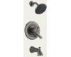 Delta T17438-PT Lahara Aged Pewter Monitor Scald-Guard Tub & Shower Trim with Volume Control