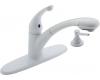 Delta 470-WHRS-DST Signature White Single Handle Pull-Out Kitchen Faucet with Soap Dispenser