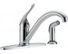 Delta 400-HDF-DST 100_300_400Series Chrome Single Handle Kitchen Faucet with Spray