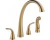 Delta 2480-CZ-DST Pilar Champagne Bronze Two Handle Widespread Kitchen Faucet With Spray