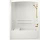 Kohler Freewill K-12104-C-0 White Barrier-Free Bath Tub and Shower Module with Brushed Stainless Steel Grab Bars, Right Outlet