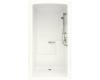 Kohler Freewill K-12108-C-0 White Barrier-Free Shower Module with Soap Ledge On Right and Brushed Stainless Steel Grab Bars, 45" X 37-1/4" 