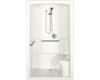 Kohler Freewill K-12110-P-0 White Barrier-Free Shower Module with Polished Stainless Steel Grab Bars and Right Seat, 52" X 37-1/2" X 84"