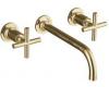 Kohler Purist K-T14414-3-PGD Vibrant Moderne Polished Gold Two-Handle Wall-Mount Lavatory Faucet Trim with 9" Spout and Cross Handles
