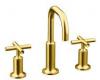 Kohler Purist K-14406-3-BGD Vibrant Moderne Brushed Gold Widespread Lavatory Faucet with Low Gooseneck Spout and Low Cross Handles