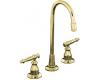 Kohler Antique K-118-4-PB Vibrant Polished Brass Entertainment Sink Faucet with Lever Handles