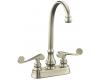 Kohler Revival K-16112-4-BN Vibrant Brushed Nickel Entertainment Sink Faucet with Scroll Lever Handles