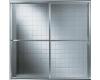 Kohler Focal K-761000-L-SH Bright Silver Custom Bypass Bath Door with In-Line Panel and Return Panel and Crystal Clear Glass