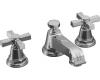 Kohler Pinstripe K-13132-3B-CP Polished Chrome 8-16" Widespread Bath Faucet with Grooved Cross Handles & Pop-Up