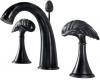Kohler Finial Art K-610-6B-KB Black Iron 8-16" Widespread Bath Faucet with Swans At Rest Handles