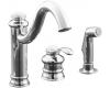 Kohler Fairfax K-12185-CP Polished Chrome Single-Control Remote Valve Kitchen Sink Faucet with Sidespray and Lever Handle