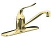 Kohler Coralais K-15171-PT-PB Vibrant Polished Brass Single-Control Kitchen Sink Faucet with 10" Swing Spout and Lever Handle