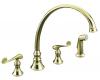 Kohler Revival K-16111-4-AF Vibrant French Gold Kitchen Sink Faucet with 11-13/16" Spout, Sidespray and Scroll Lever Handles