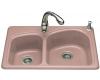 Kohler Woodfield K-5805-4-45 Wild Rose Self-Rimming Kitchen Sink with Four-Hole Faucet Drilling