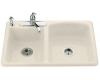 Kohler Ashland K-5809-3-47 Almond Self-Rimming Kitchen Sink with Three-Hole Faucet Drilling
