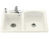 Kohler Ashland K-5809-3-96 Biscuit Self-Rimming Kitchen Sink with Three-Hole Faucet Drilling