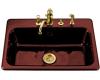 Kohler Bakersfield K-5832-4-R1 Roussillon Red Self-Rimming Kitchen Sink with Four-Hole Faucet Drilling