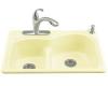 Kohler Woodfield K-5839-4-Y2 Sunlight Smart Divide Self-Rimming Kitchen Sink with Large/Medium Basins and Four-Hole Faucet Drilling