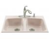 Kohler Brookfield K-5898-4-55 Innocent Blush Tile-In Kitchen Sink with Four-Hole Faucet Drilling