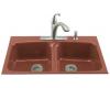 Kohler Brookfield K-5898-4-R1 Roussillon Red Tile-In Kitchen Sink with Four-Hole Faucet Drilling