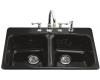 Kohler Brookfield K-5942-3-58 Thunder Grey Self-Rimming Kitchen Sink with Three-Hole Faucet Drilling