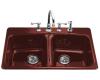 Kohler Brookfield K-5942-3-R1 Roussillon Red Self-Rimming Kitchen Sink with Three-Hole Faucet Drilling