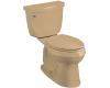 Kohler Cimarron K-3496-T-33 Mexican Sand Comfort Height Two-Piece Elongated Toilet with Tank Cover Locks and Left-Hand Trip Lever