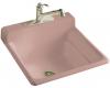 Kohler Bayview K-6608-3-45 Wild Rose Self-Rimming Utility Sink with Three-Hole Faucet Drilling on Top of Backsplash
