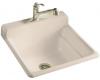 Kohler Bayview K-6608-3-55 Innocent Blush Self-Rimming Utility Sink with Three-Hole Faucet Drilling on Top of Backsplash