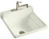 Kohler Bayview K-6608-3-NG Tea Green Self-Rimming Utility Sink with Three-Hole Faucet Drilling on Top of Backsplash