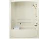 Kohler Freewill K-12106-N-96 Biscuit Whirlpool Bath Tub and Shower Module with Nylon Grab Bars and Right-Hand Drain