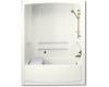 Kohler Freewill K-12106-P-0 White Whirlpool Bath Tub and Shower Module with Polished Stainless Steel Grab Bars and Right-Hand Drain