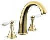 Kohler Finial Traditional K-T314-4P-PB Vibrant Polished Brass Deck-Mount High-Flow Roman Tub Faucet Trim with Lever Handles and White Ins