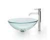 Kraus C-GV-101-12mm-1007CH Chrome Clear Glass Vessel Sink And Ramus Faucet