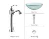 Kraus C-GV-101-12mm-15000CH Chrome Clear Glass Vessel Sink And Ventus Faucet