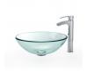 Kraus C-GV-101-12mm-1810CH Chrome Clear Glass Vessel Sink And Visio Faucet