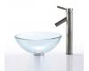 Kraus C-GV-101-14-12mm-1002SN Clear 14" Glass Vessel Sink And Sheven Faucet Satin Nickel