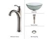 Kraus C-GV-101-14-12mm-1005SN Clear 14" Glass Vessel Sink And Riviera Faucet Satin Nickel