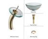 Kraus C-GV-101-14-12mm-10G Clear 14" Glass Vessel Sink And Waterfall Faucet Gold