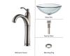 Kraus C-GV-101-19mm-1005SN Clear 19Mm Thick Glass Vessel Sink And Riviera Faucet Satin Nickel
