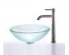 Kraus C-GV-101FR-12mm-1007SN Frosted Glass Vessel Sink And Ramus Faucet Satin Nickel