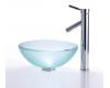 Kraus C-GV-101FR-14-12mm-1002CH Chrome Frosted 14" Glass Vessel Sink And Sheven Faucet