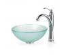 Kraus C-GV-101FR-14-12mm-1005CH Chrome Frosted 14" Glass Vessel Sink And Riviera Faucet