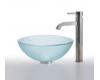 Kraus C-GV-101FR-14-12mm-1007SN Frosted 14" Glass Vessel Sink And Ramus Faucet Satin Nickel