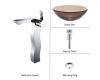 Kraus C-GV-103-12mm-14600CH Chrome Clear Brown Glass Vessel Sink And Sonus Faucet