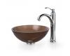 Kraus C-GV-103-14-12mm-1002CH Chrome Clear Brown 14" Glass Vessel Sink And Sheven Faucet